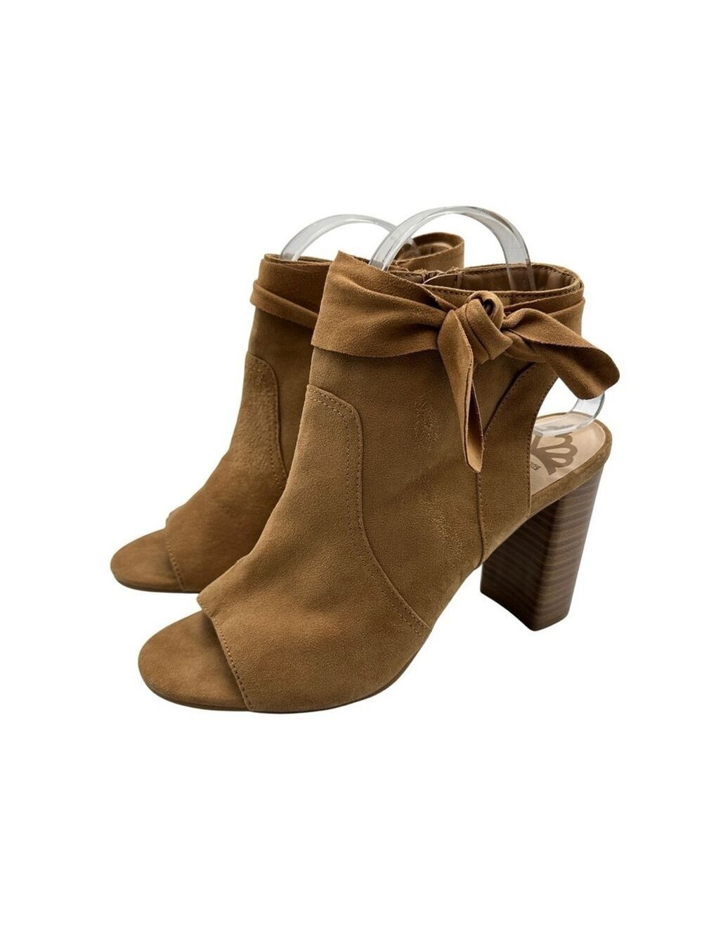 Fergalicious Brown Suede Peep Toe Ankle Boots Size 7.5